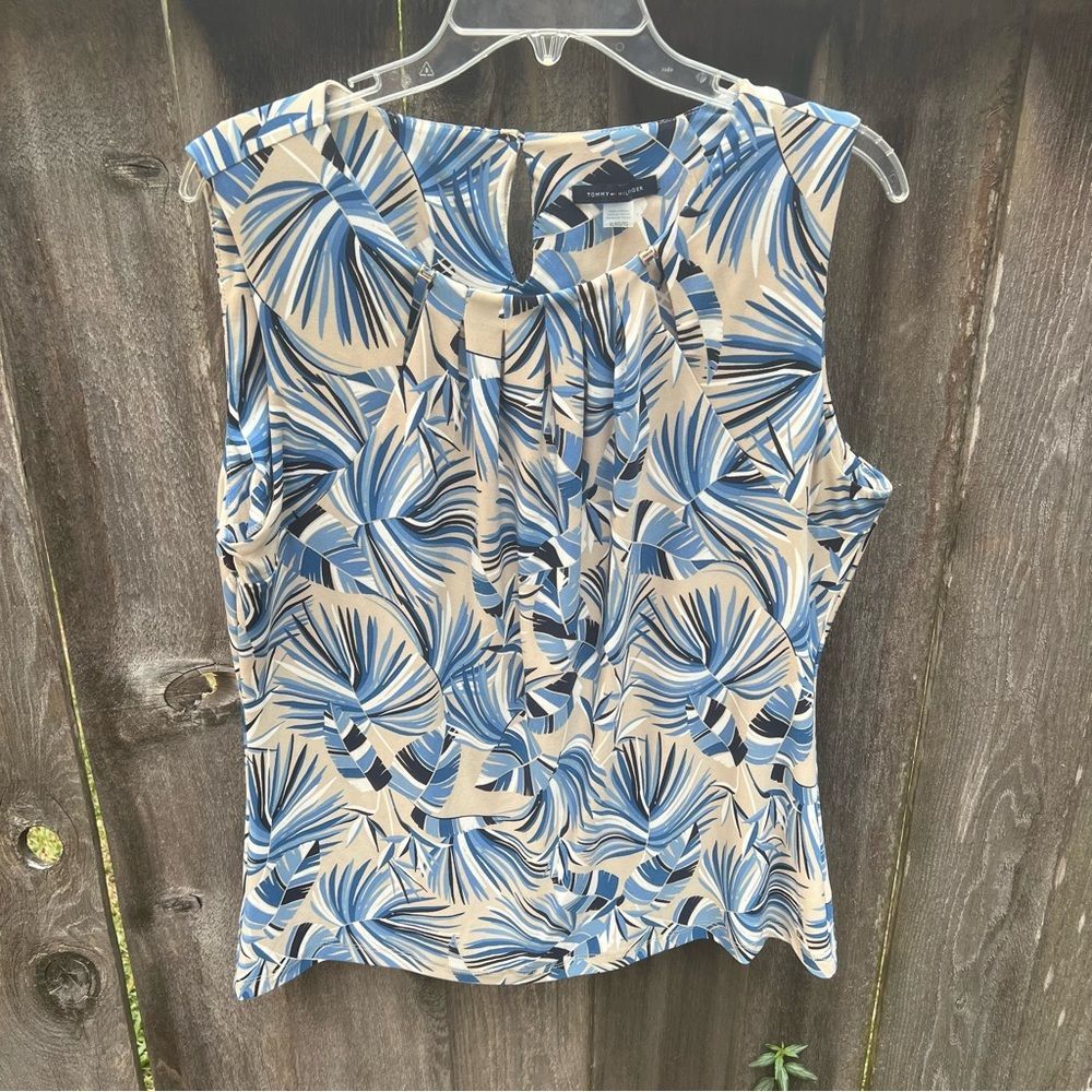 Tommy Hilfiger Sleeveless Shirt Size XL Blue/Beige/White/Black Preowned